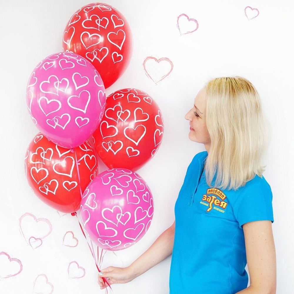 Латексный шар «Меловые сердца», 36 см