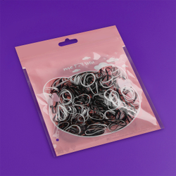 Резинки для волос MESHU, белые/черные, 300шт., диаметр 2см, европодвес MS_60598