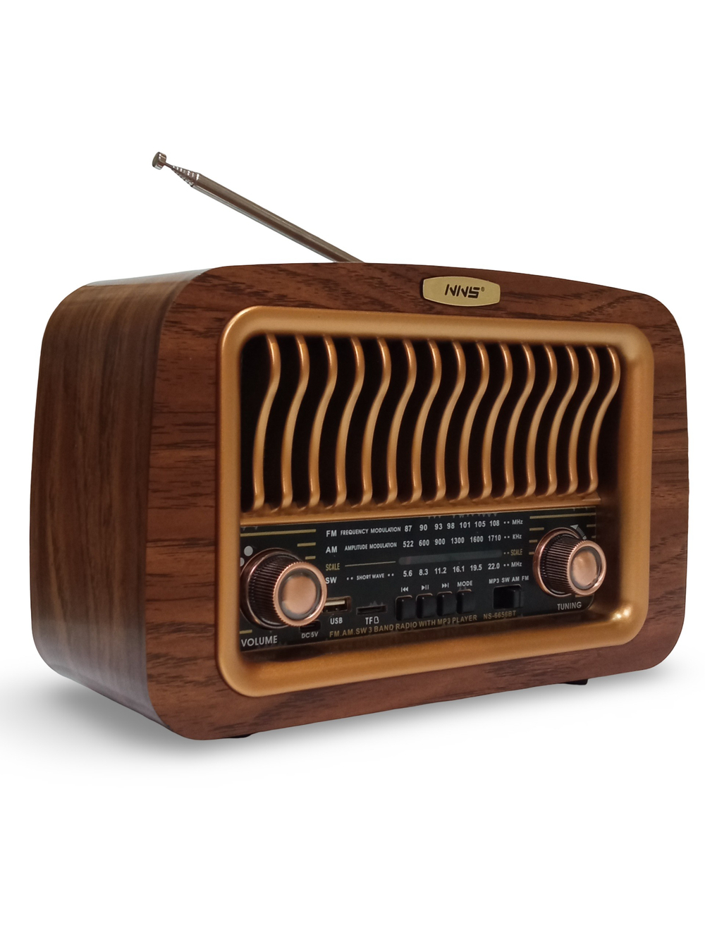 Радиоприемник в ретро стиле+MP3 плеер, Bluetooth TWS NS-6656BT