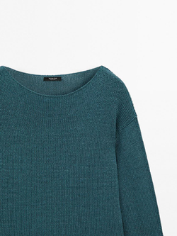 Massimo Dutti Свитер из смесового льна, синий