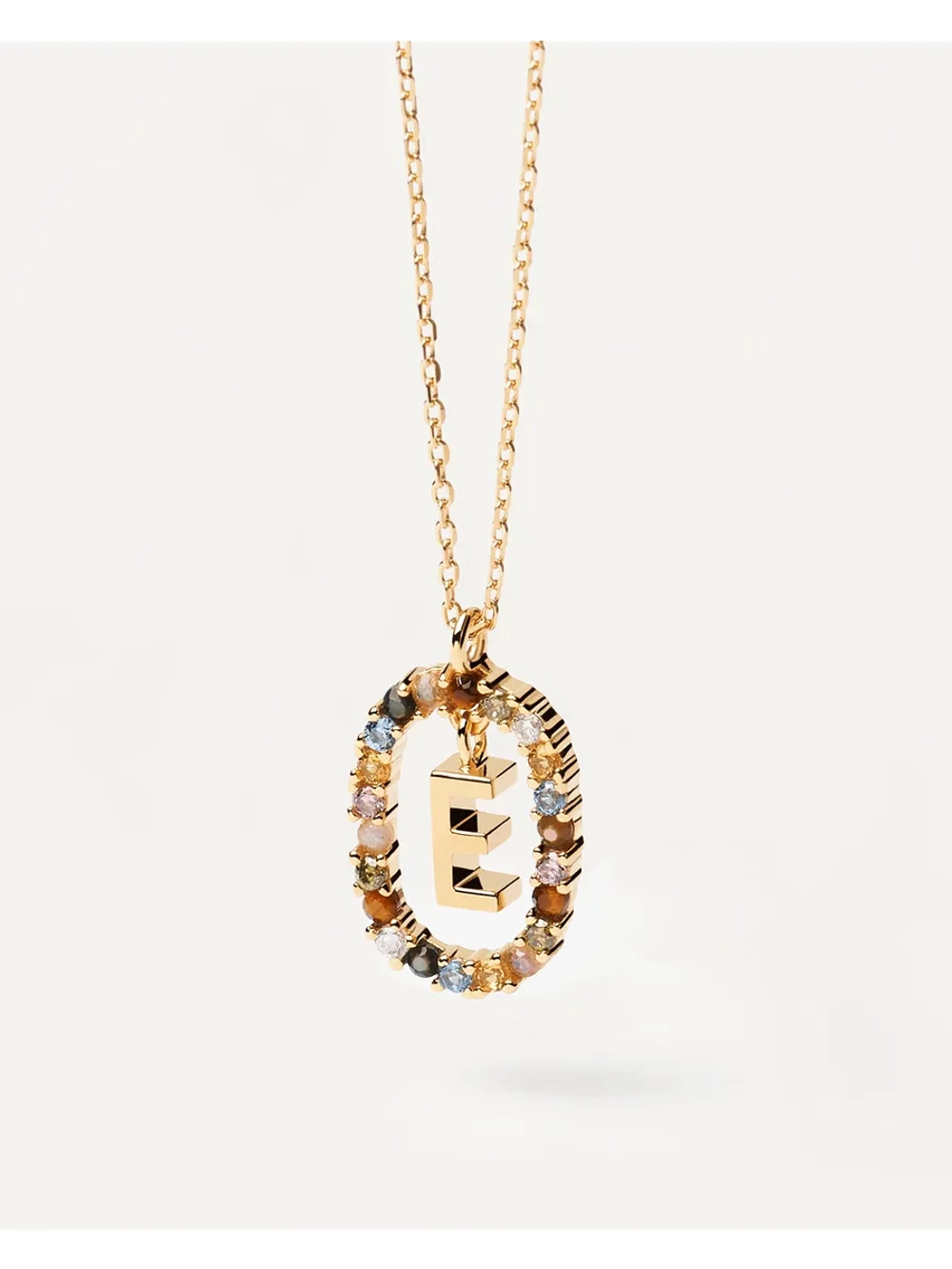 Колье Буква E серебро 925 пробы покрытое золотом