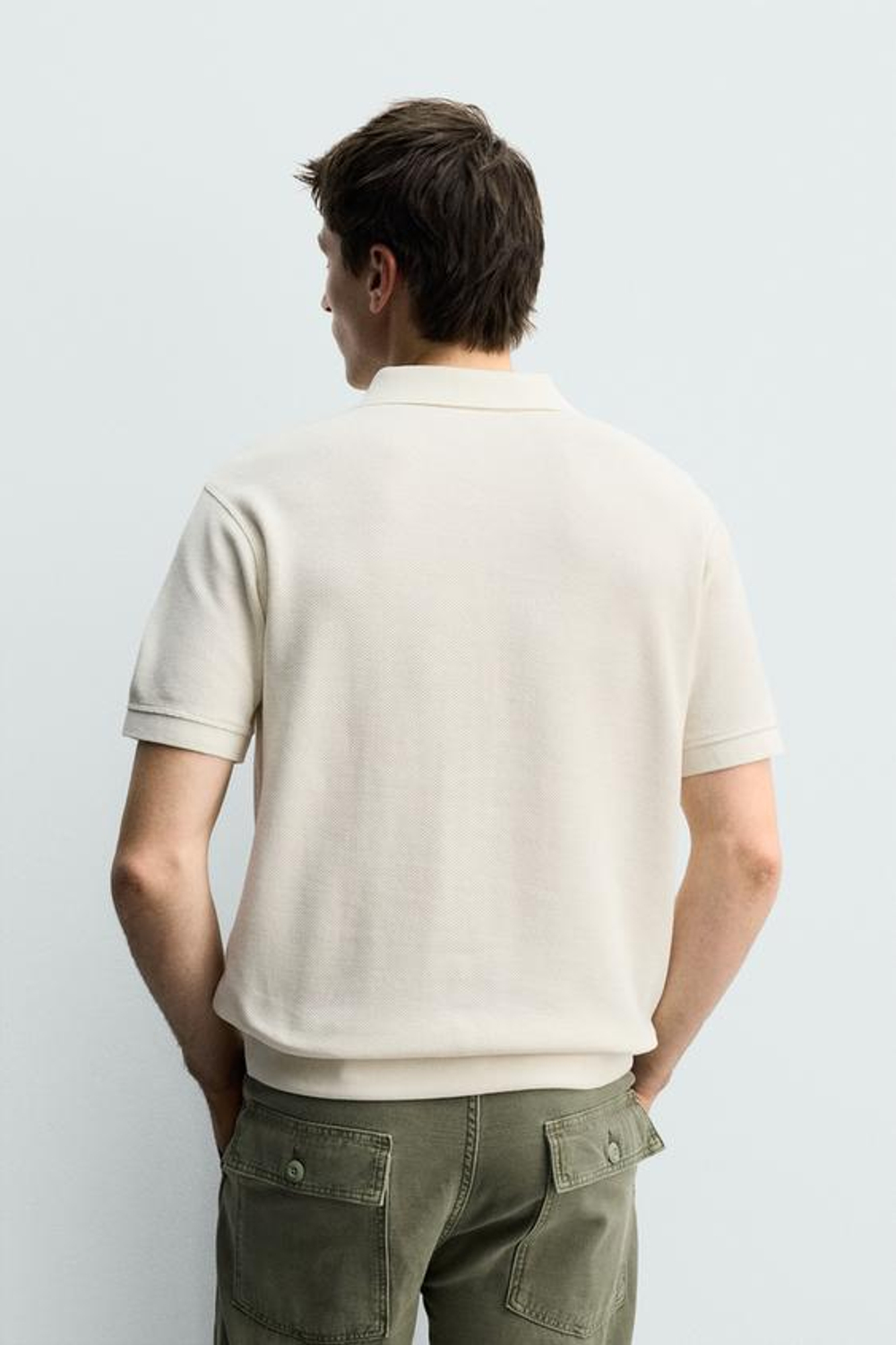 ZARA ПОЛО ПИКЕ REGULAR FIT, ЭКРЮ