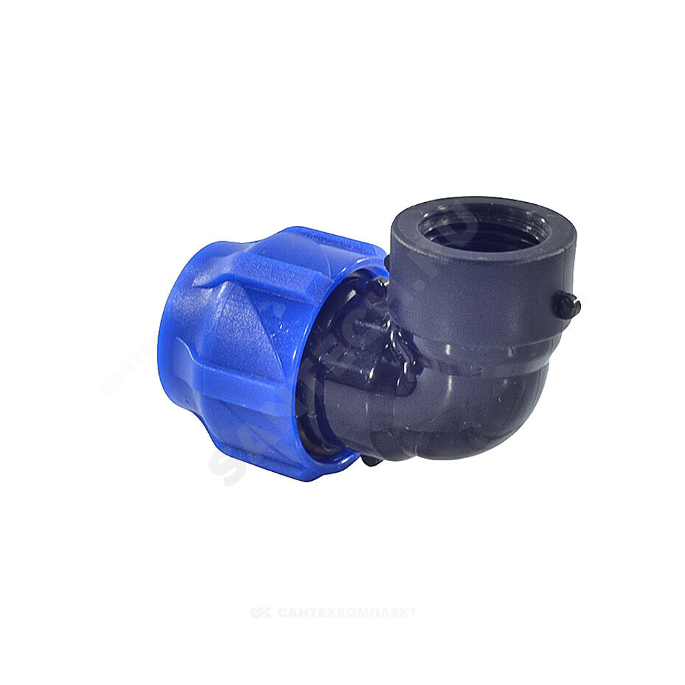 Отвод компрессионный ПЭ Дн 25х3/4"х90гр ВР Ру16 VALFEX 1210012325034
