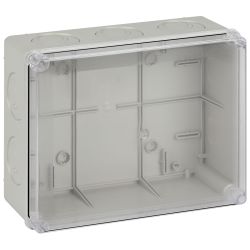 Распаячная коробка ЭРА KORvpk-240-195-90 ОП серая 240х195х90мм прозрачная крышка на винтах d25-3шт d32-2шт IP55