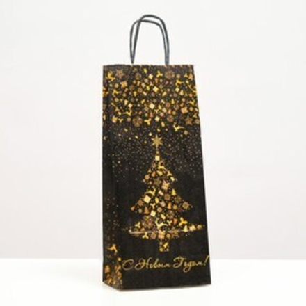 Пакет крафт "Новогодняя ёлка" 14 х 8 х 32 см