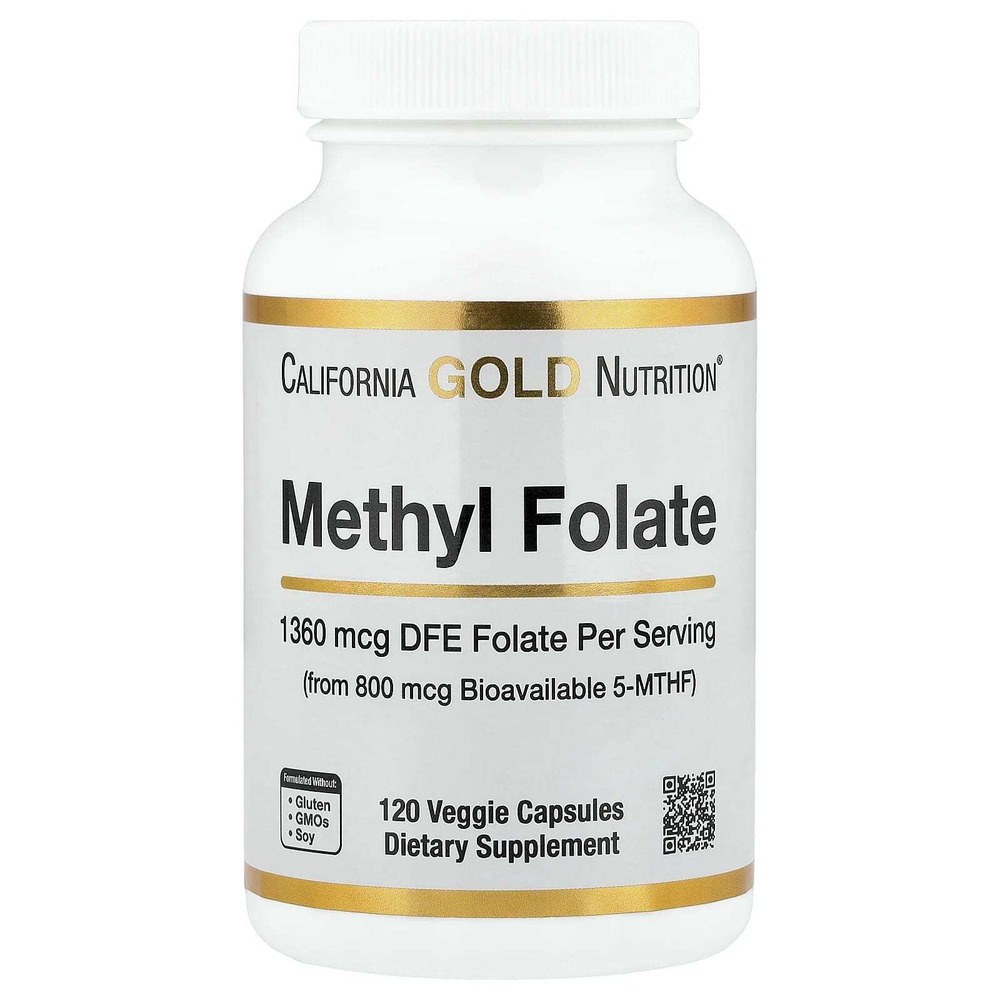 California Gold Nutrition, метилфолат и витамин C, 120 растительных капсул