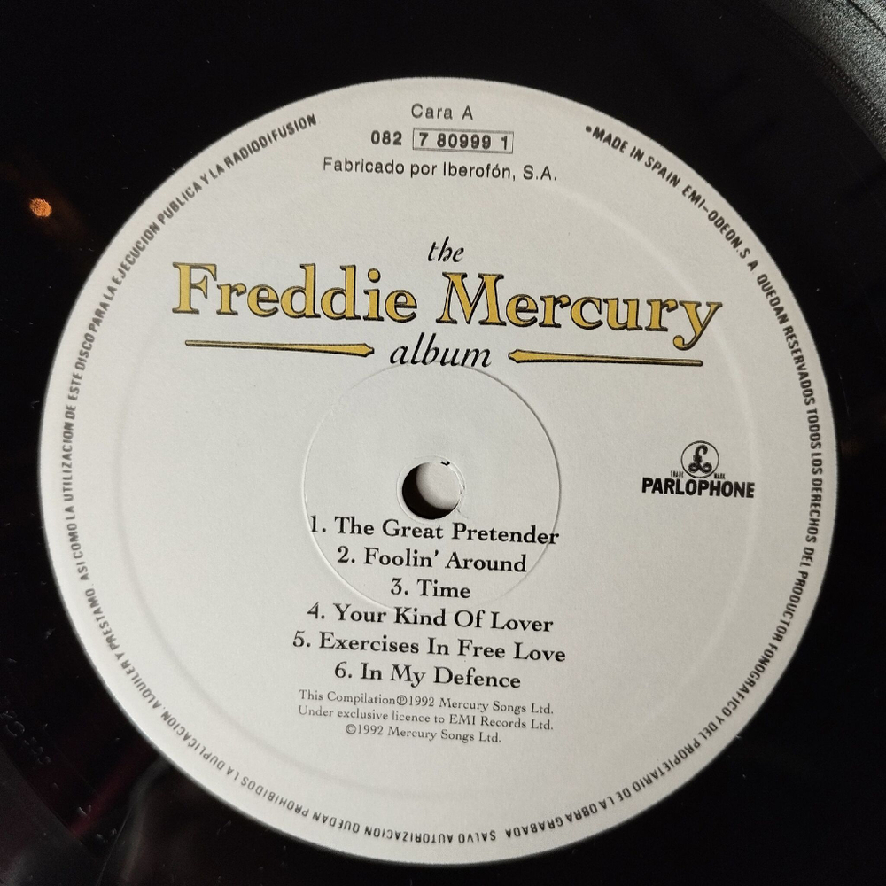 Винтажная виниловая пластинка LP The Freddie Mercury Album (Portugal 1992) The Great Pretender