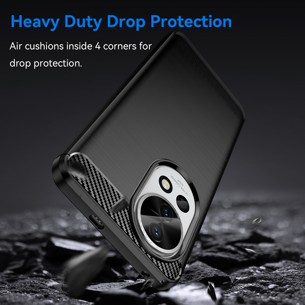 Мягкий защитный чехол для смартфона Huawei Nova 12 Pro, серия Carbon (дизайн в стиле карбон) от Caseport