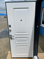 Дверь входная Luxor 2мм  Букле антрацит Багет велюр белый софт