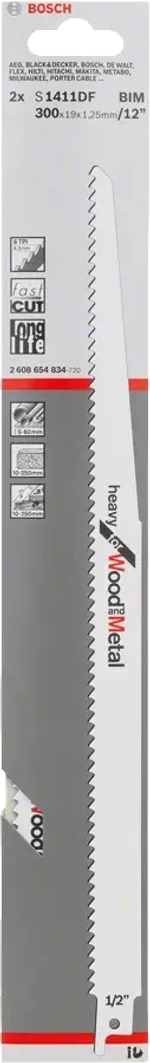Cабельное пильное полотно S 1411 DF Heavy for Wood and Metal Bosch 2608654834