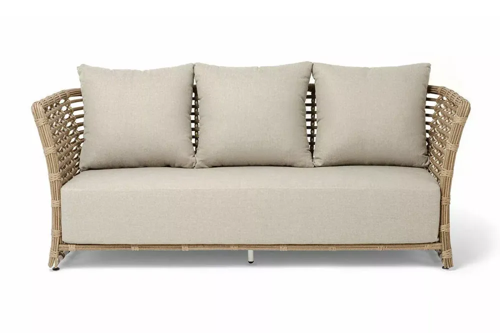 "Валенсия" диван из искусственного ротанга трехместный, цвет соломенный