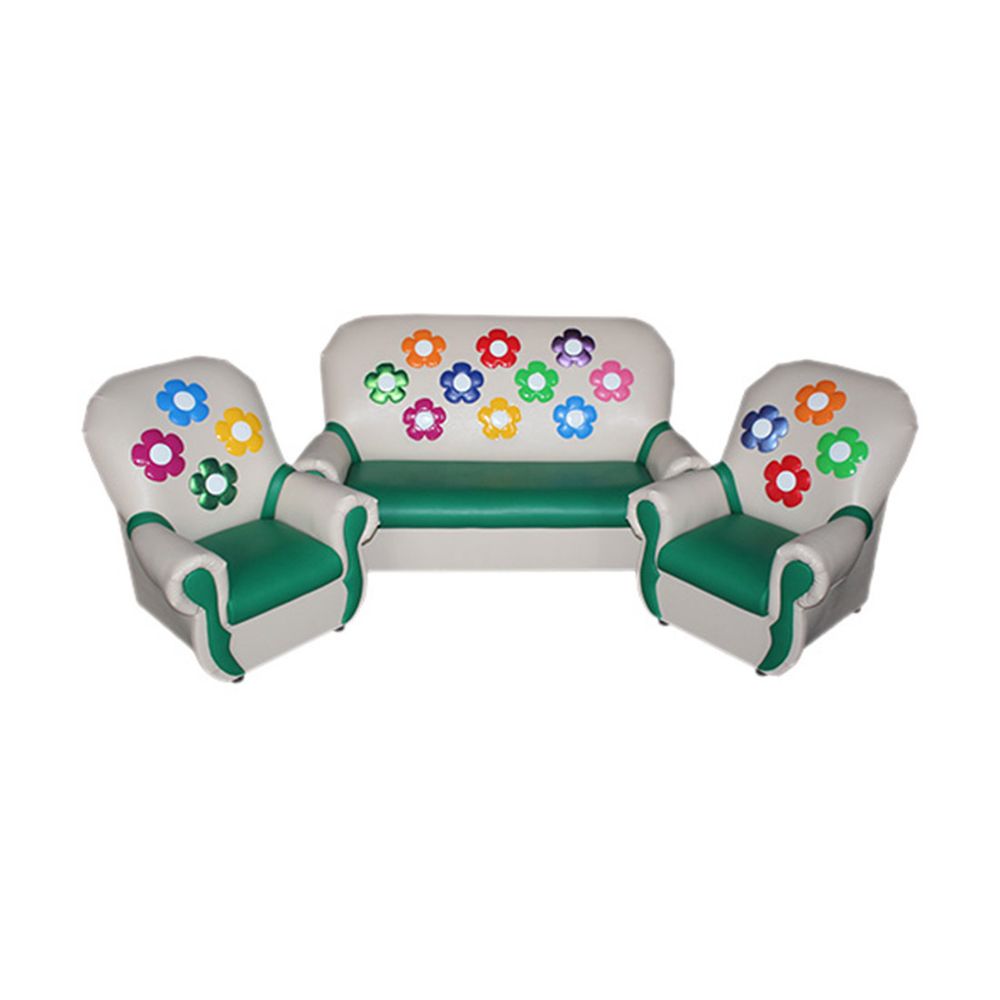 Комплект мягкой игровой мебели «Сказка люкс» Цветы бежево-зеленый