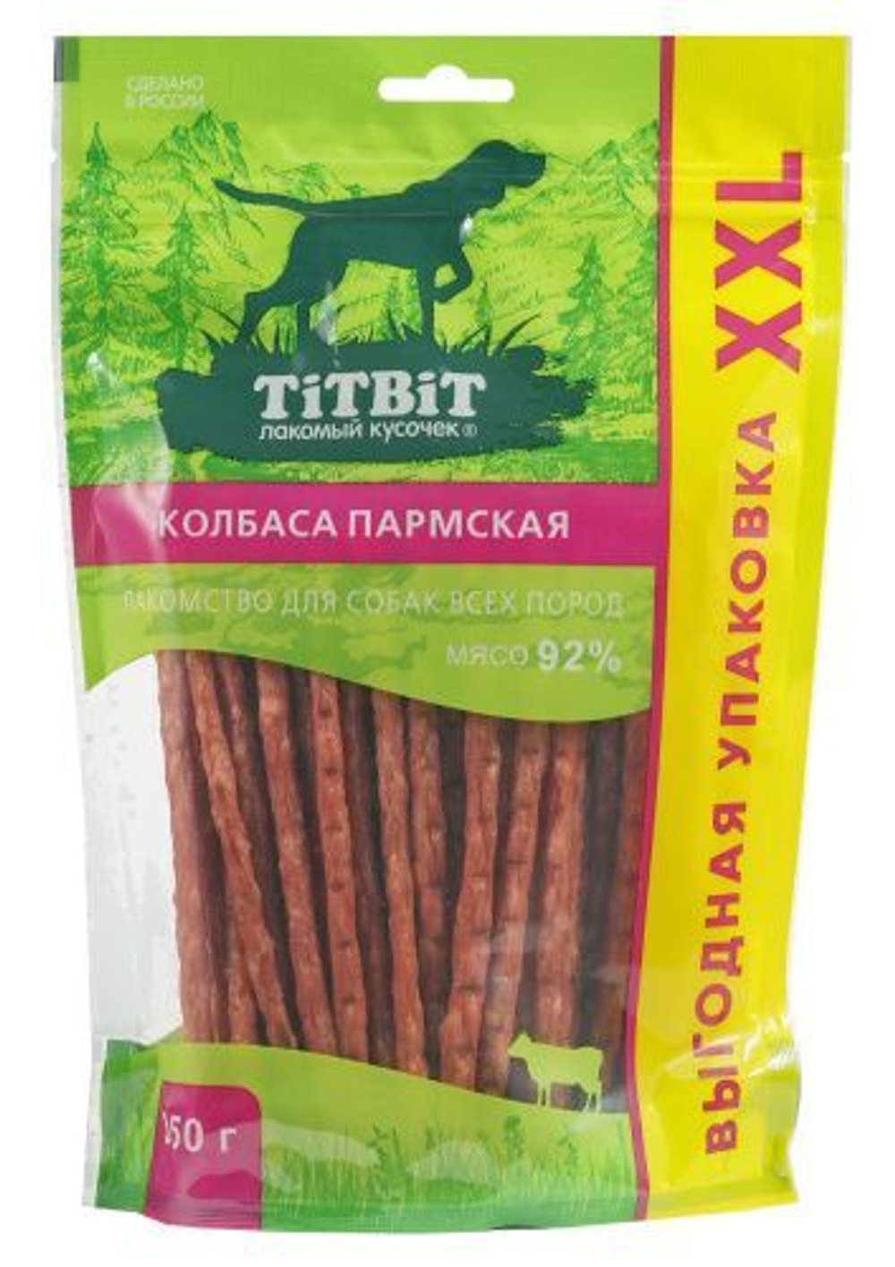 Лакомство TiTBiT для собак Колбаски Телячьи, выгодная упаковка XXL 420 г