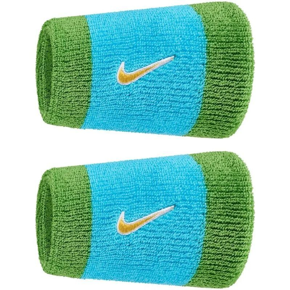 Теннисные напульсники Nike Swoosh Double-Wide 2P - baltic blue/chlorophyll/university gold