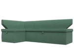 Диван кухонный угловой Омура левый угол, Амур 11 зеленый, Рогожка, 125897L