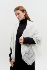 Оренбургский пуховый платок П2-125-01 белый отбеленный