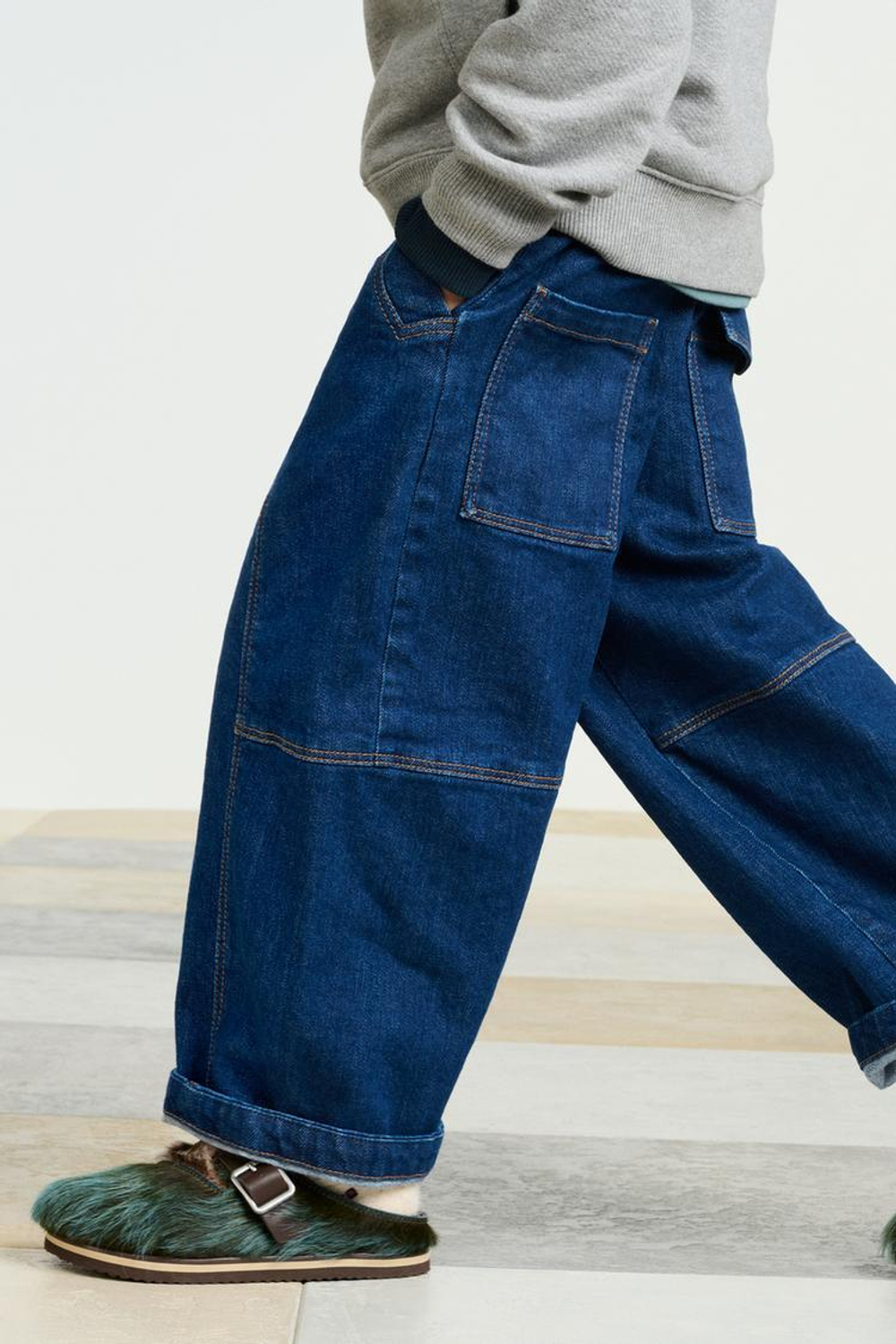 ZARA ДЖИНСЫ ШИРОКОГО КРОЯ, СИНИЙ/ИНДИГО