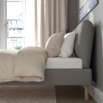 Каркас кровати с обивкой - IKEA SAGESUND, 200х140 см, серый, САГЕСЕНД ИКЕА