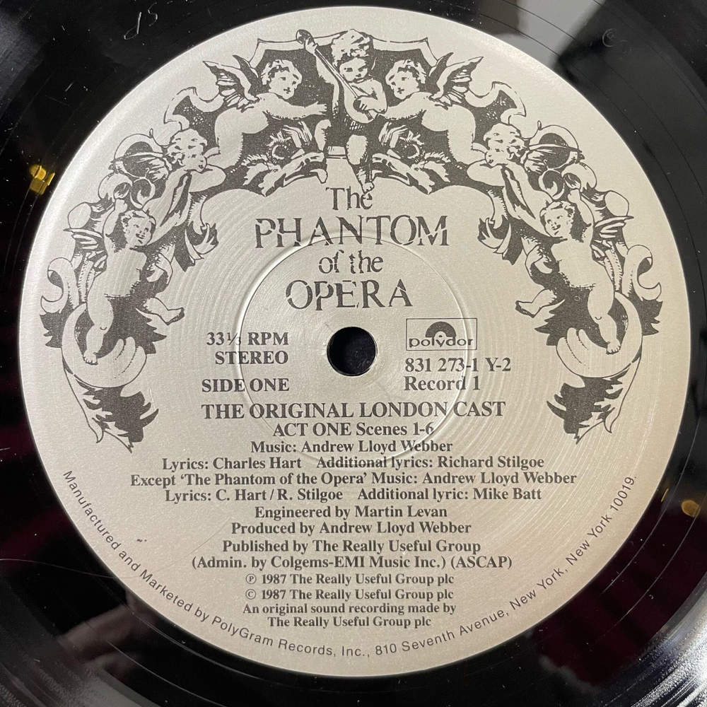 Винтажная виниловая пластинка LP Andrew Lloyd Webber The Phantom Of The Opera Призрак Оперы Мюзикл (USA 1987)