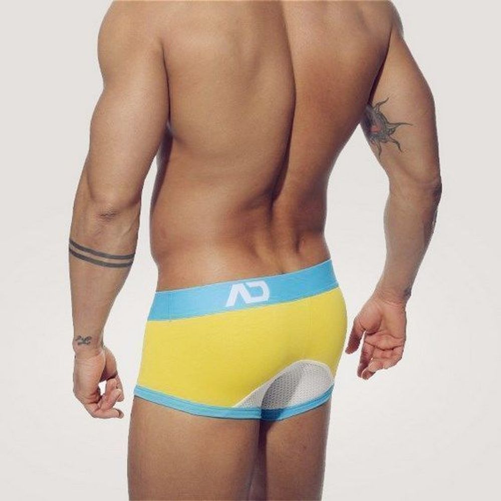 Мужские трусы боксеры желтые с голубой резинкой Seobean Addicted