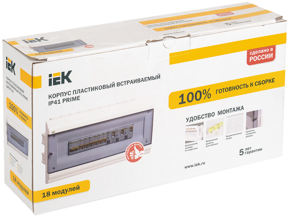 PRIME Корпус пластиковый ЩРВ-П-18 модулей встраиваемый белый IP41 IEK