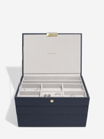 Органайзер для украшений и часов Stackers Classic Jewellery Box, 3 секции -Dove Grey & Rose (Navy Blue / темно-синий / Navy Blue / Органайзер с крышкой)
