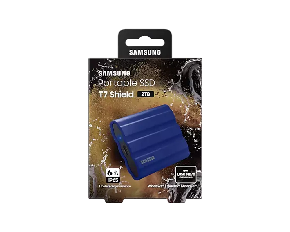 Внешний SSD Samsung 2Tb T7 Shield, USB 3.2 Gen 2 Type-C, синий (MU-PE2T0R/WW)