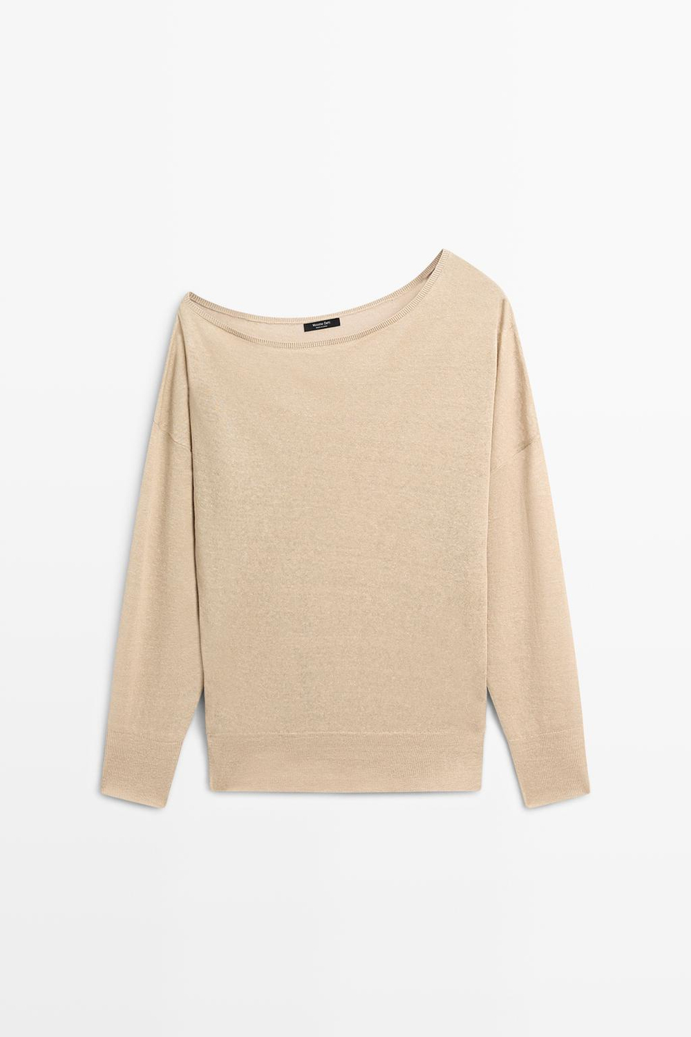 Massimo Dutti Струящийся джемпер из 100% льна с открытыми плечами, мышино-серый