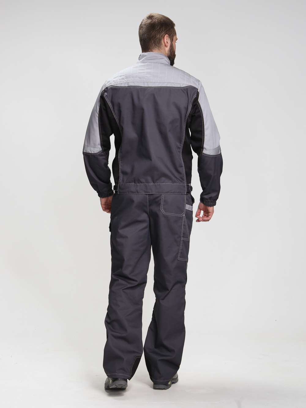 Костюм Вектрон-1 (тк.Смесовая,240) брюки, т.серый/св.серый/черный