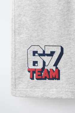 ZARA ШОРТЫ ИЗ МЯГКОЙ ТКАНИ TEAM SIX SEVEN, СЕРЫЙ МЕЛАНЖ