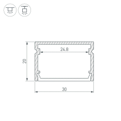 Профиль LINE-3020-3000 ANOD (Arlight, Алюминий) 062250
