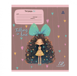 Тетрадь 12л., линия, Alingar, скрепка, блок офсет, 100% белизна, мелованный картон (стандарт), "Милые девочки"