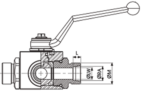 Кран 3-х ходовой шаровый M18x1.5 12L DN 10 P=500 GE3L DIN2353 Light