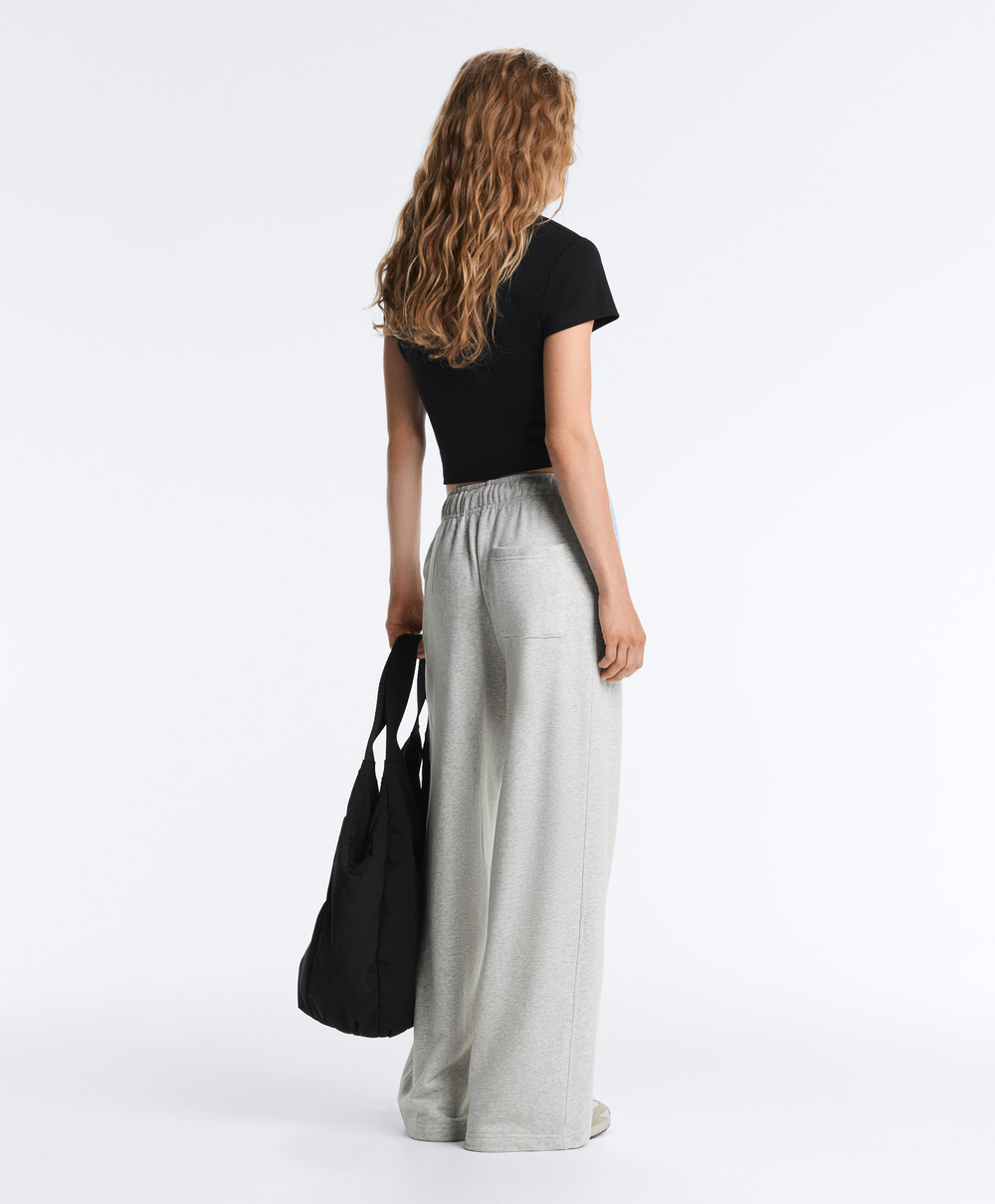 Oysho Футболка Rib Fit из смесового хлопка, черный