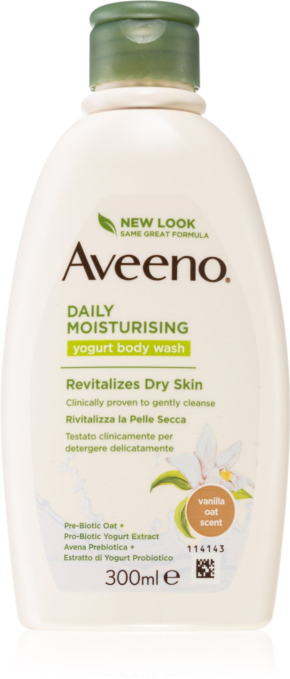 Aveeno Daily Moisturising Yoghurt body wash - питательный гель для душа /  Vanilla & Yoghurt 300  ml  / GTIN 3574661501123