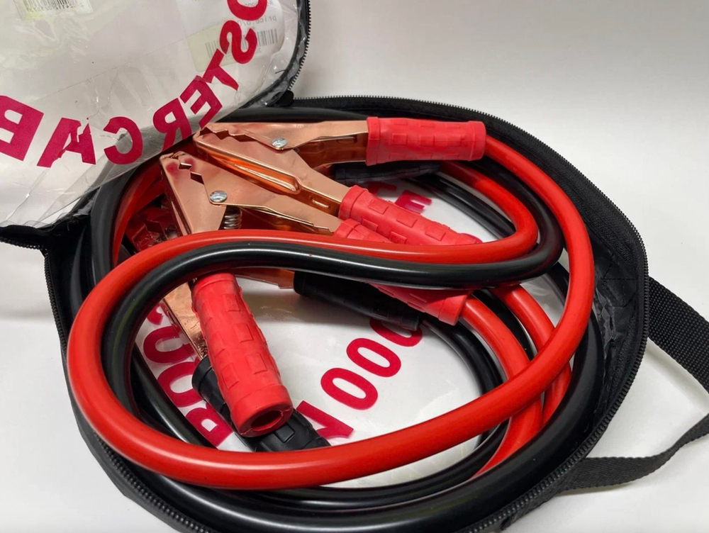 Провода (1000АMP, 2.0 метра) пусковые, прикуривания в сумке, утолщённая жила, морозостойкие, серия: RJ2337 старт кабель (2 шт. / комплект)