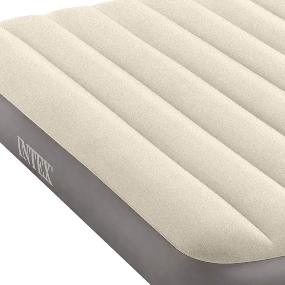 Мaтрас нaдувной Intex 64102 Deluxe Full 137х191х25 см / Крoвать нaдувная Интeкс полуторная велюровая для дома и туризма