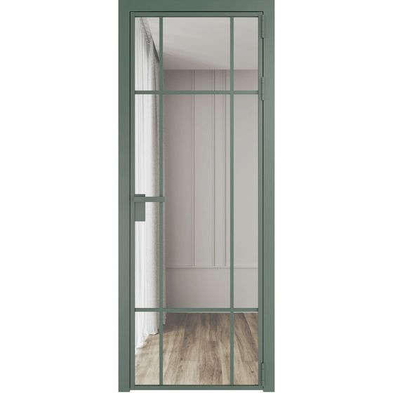 Алюминиевая дверь 8AG зелёный воск остеклённая