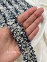 Тесьма твидовая темно-синяя серая