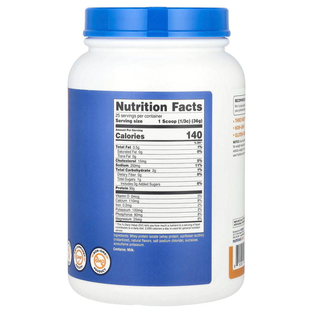 Nutricost, изолят сывороточного протеина, со вкусом соленой карамелью, 907 г (2 фунта)
