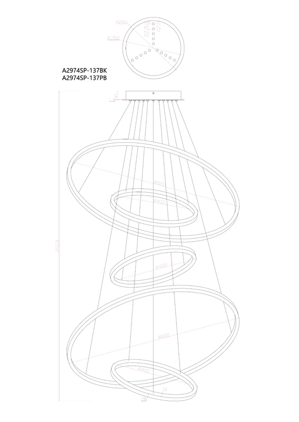 Подвесная люстра Arte Lamp ARKANE A2974SP-137BK