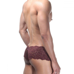 Кружевные трусы-хипсы с белой вставкой (Размер: L-XL) (Цвет: коричневый)