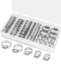 Хомуты металлические набор из стали, 40 штук