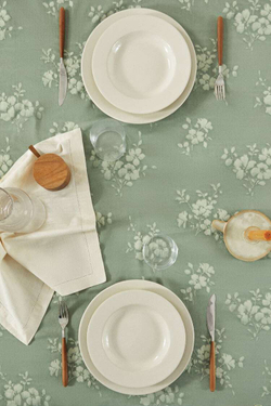 ZARA HOME ЦВЕТОЧНАЯ СКАТЕРТЬ, ЗЕЛЕНЫЙ/СИНИЙ