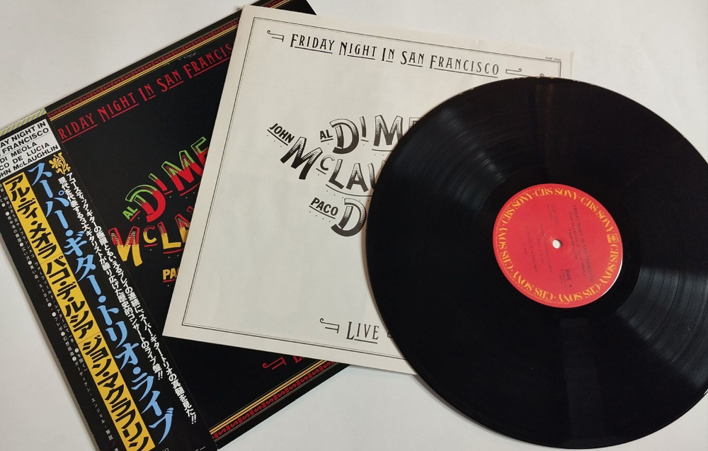 Винтажная виниловая пластинка LP Al Di Meola, John McLaughlin, Paco De Lucia Friday Night In San Francisco (Japan 1981) (Obi)