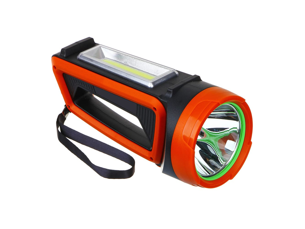 Фонарь прожектор ЕРМАК LED+COB, 9*9*20см, 6 режимов, 2400мАч, USB, пластик (20шт/кор)