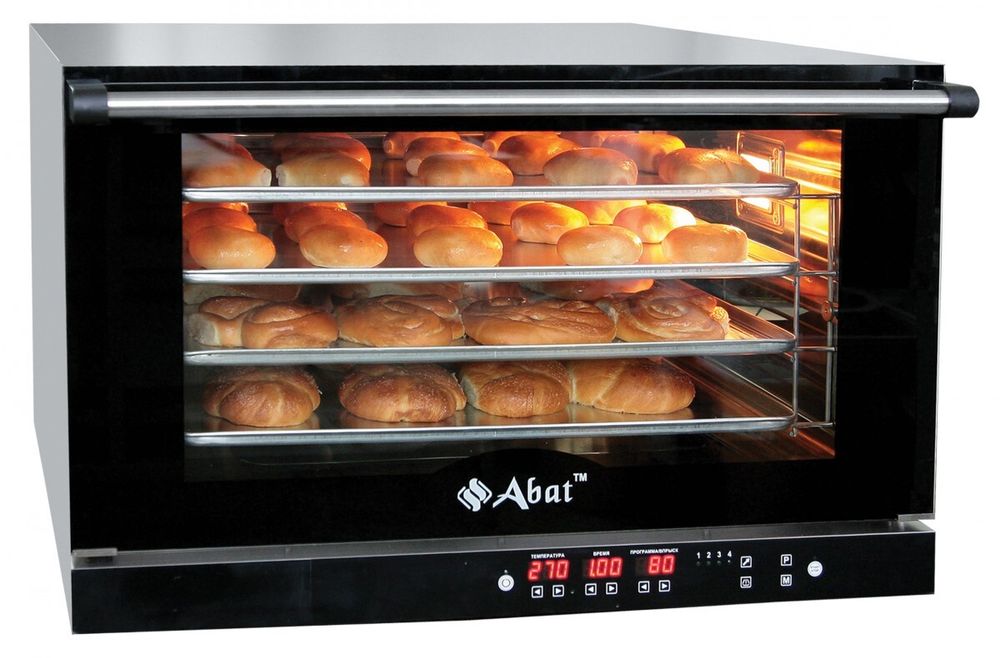 21000008926 Абат Конвекционная печь КЭП-4П, 4 уровня, 400х600 мм, нерж. камера, нерж. корпус, электронная панель, пароувлажнение, регулировка влажности от 0 до 100%, реверс, память на 110 программ, до 4-ех этапов в программе, без противней