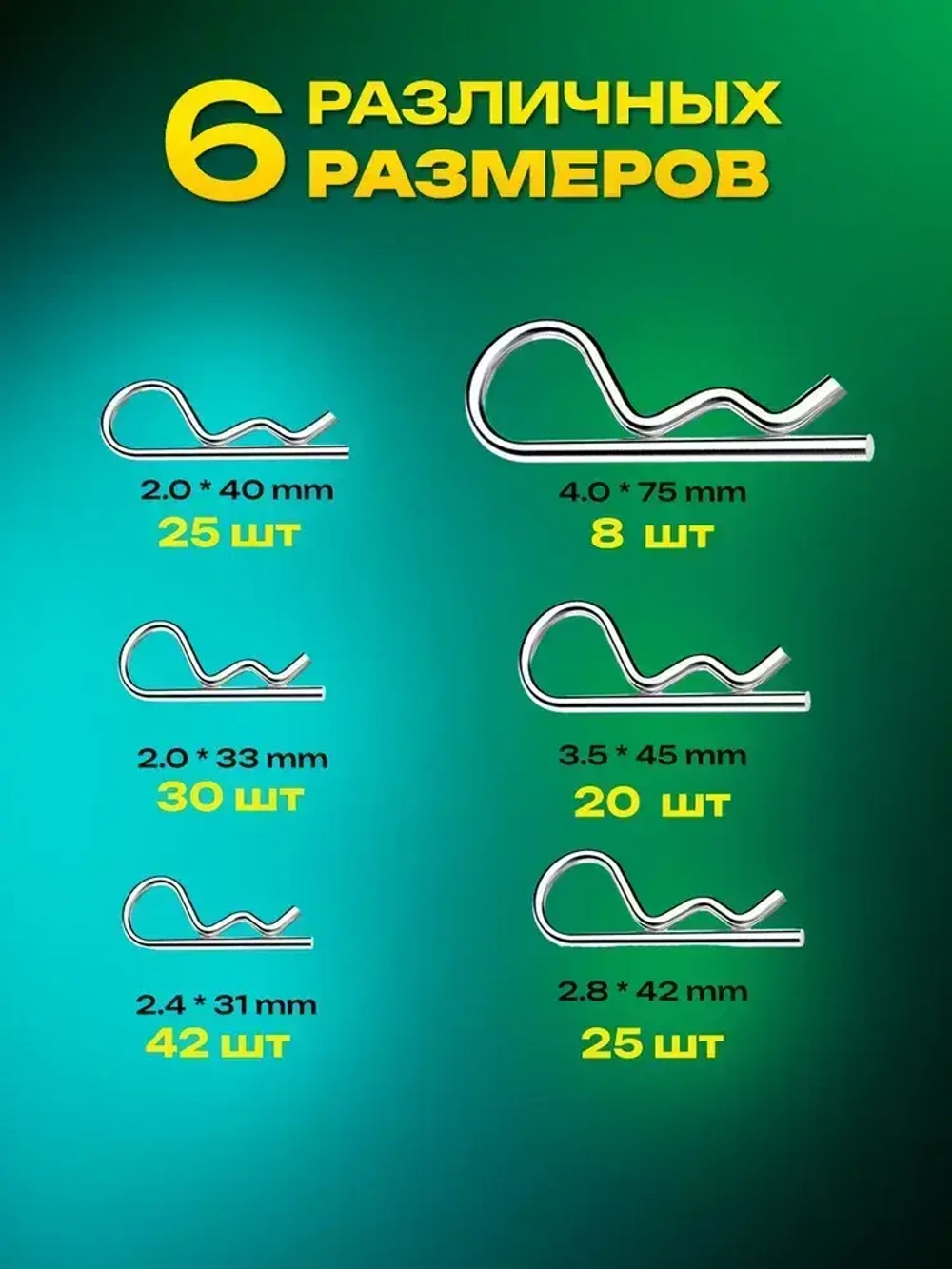 Набор шплинтов пружинных (R) 150 шт.