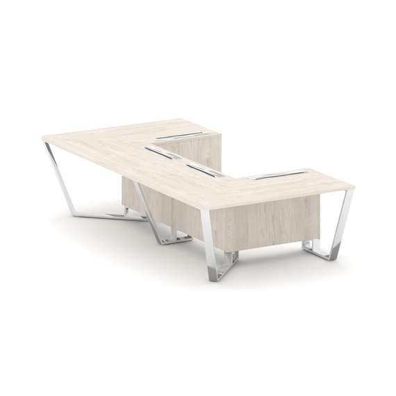 Steel Meet Стол переговорный П-образный MD-PR.B.SP-07P Денвер Светлый/Нержавеющая Сталь/Хром 1600*32