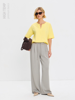 Плотная футболка из футера 2-нитки с V-вырезом HIGH TEMP